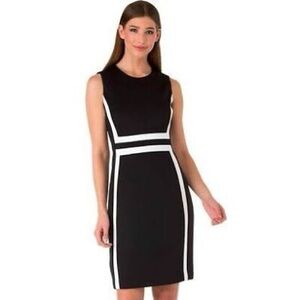Calvin Klein Sleeveless Sheath Dress - Black/White - 14